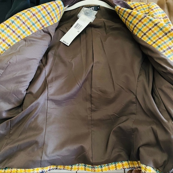 DKYN Plaid Ridding Jacket  Blazer Velvet Collar Size 4 NWT - Picture 11 of 16